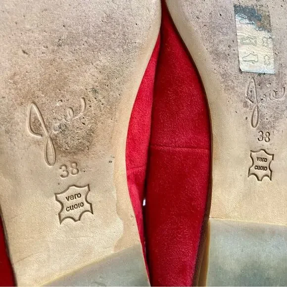 JOIE Jenessa Ballet Flats Cherry Red Suede Women Size 7.5/38 Lace Up Leather - Picture 13 of 13